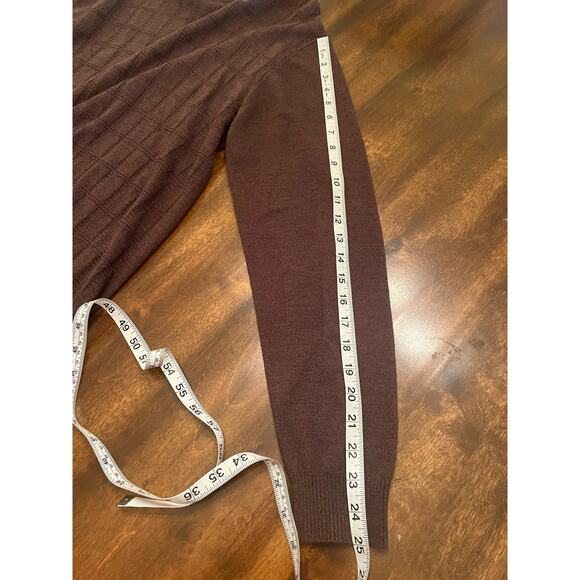 Perry Ellis Men's Brown Silk Blend Grid Knit Pullover Lightweight Sweater Medium - Picture 6 of 8